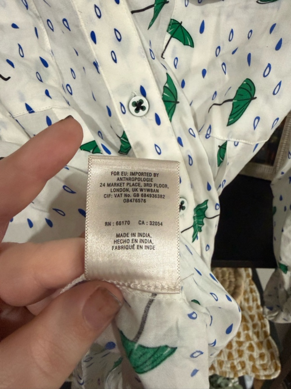 Maeve Anthropologie Umbrella Print Button Down Blouse Size 2 - Picture 8 of 11